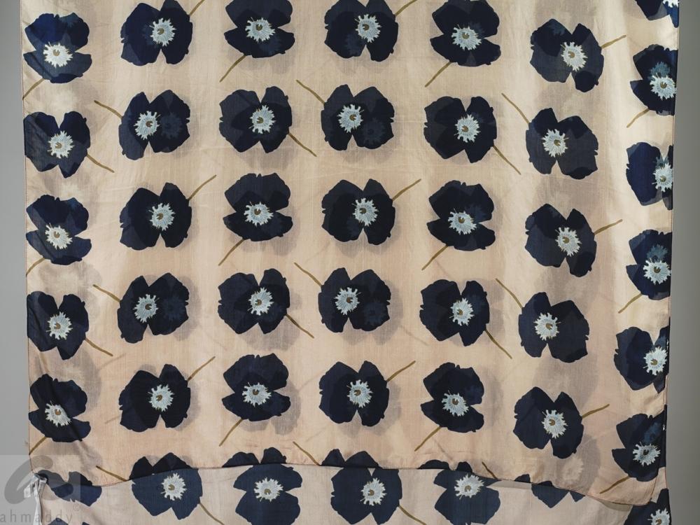 AHMADDY Seiden-Schal Mohn beige navy